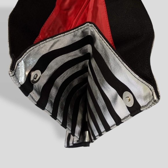 Victoria's Secret X-Large Black Metallic Silver Horizontal Striped Tote Bag - Picture 11 of 11